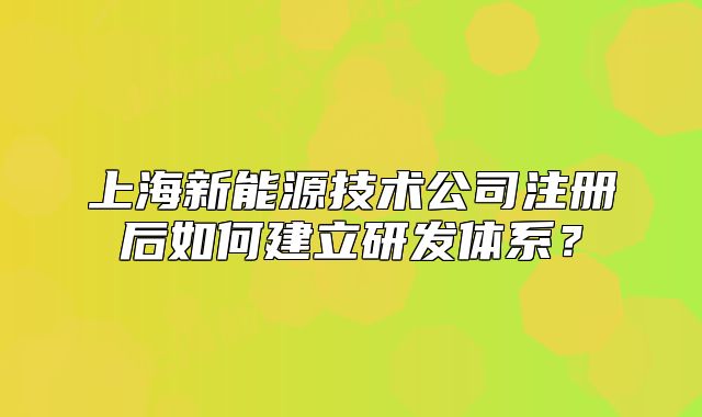 上海新能源技术公司注册后如何建立研发体系?