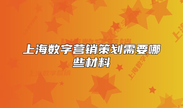 上海数字营销策划需要哪些材料