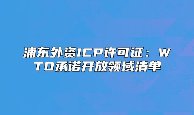 浦东外资ICP许可证：WTO承诺开放领域清单