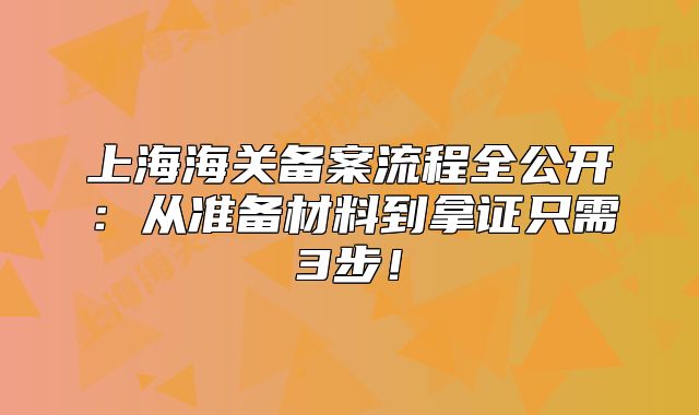 上海海关备案流程全公开:从准备材料到拿证只需3步!