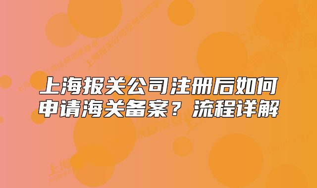 上海报关公司注册后如何申请海关备案?流程详解