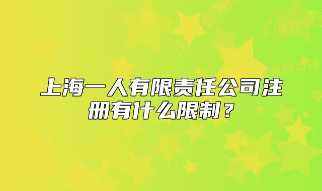 上海一人有限责任公司注册有什么限制？