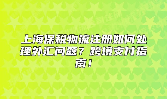 上海保税物流注册如何处理外汇问题?跨境支付指南!