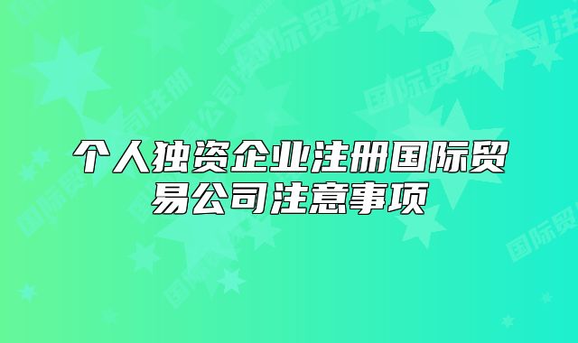 个人独资企业注册国际贸易公司注意事项