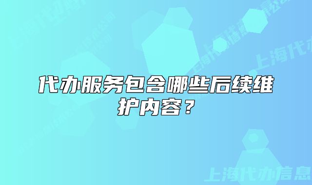 代办服务包含哪些后续维护内容?