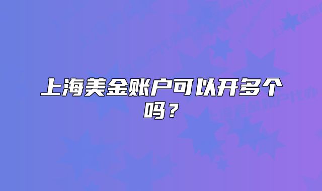 上海美金账户可以开多个吗？