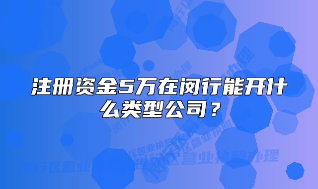 注册资金5万在闵行能开什么类型公司?