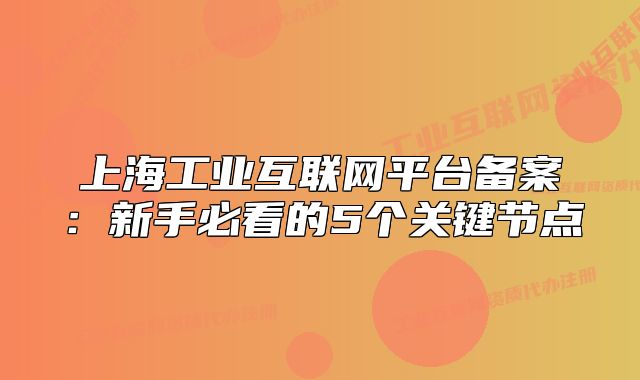 上海工业互联网平台备案:新手必看的5个关键节点