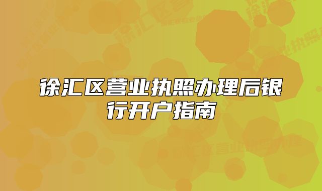 徐汇区营业执照办理后银行开户指南
