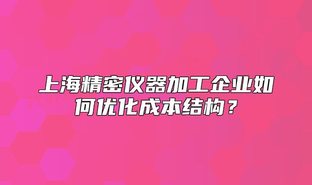 上海精密仪器加工企业如何优化成本结构？