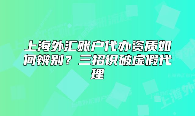 上海外汇账户代办资质如何辨别？三招识破虚假代理