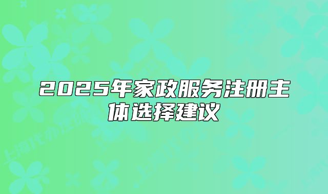 2025年家政服务注册主体选择建议