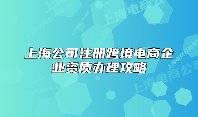 上海公司注册跨境电商企业资质办理攻略