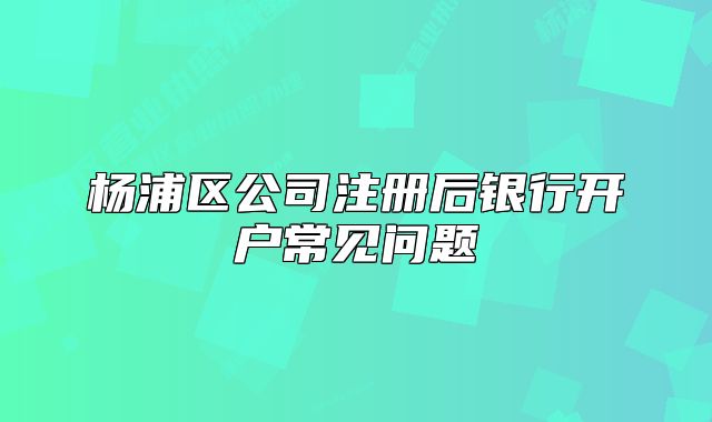 杨浦区公司注册后银行开户常见问题