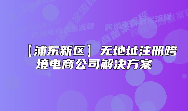 【浦东新区】无地址注册跨境电商公司解决方案