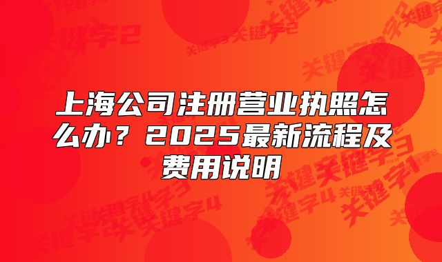 上海公司注册营业执照怎么办？2025最新流程及费用说明