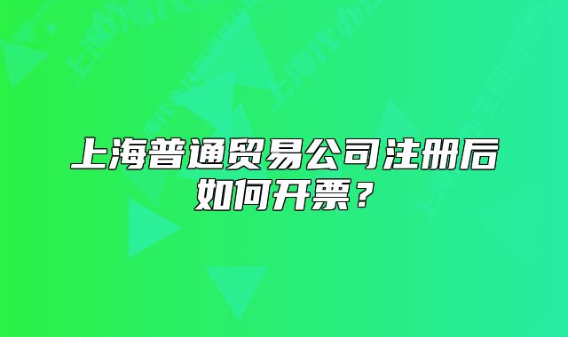 上海普通贸易公司注册后如何开票?