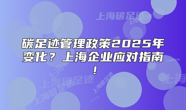 碳足迹管理政策2025年变化?上海企业应对指南!