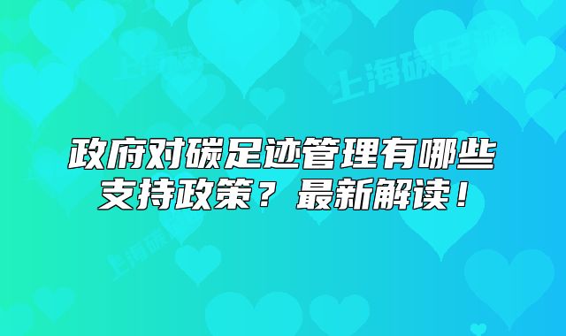 政府对碳足迹管理有哪些支持政策?最新解读!