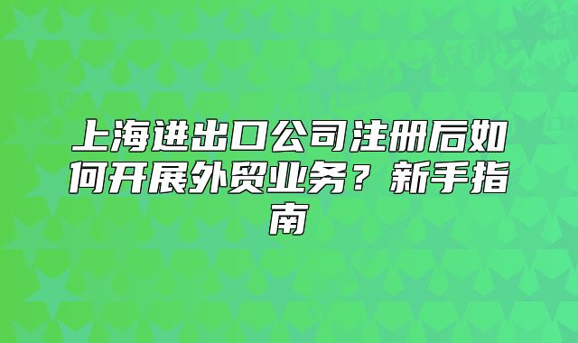 上海进出口公司注册后如何开展外贸业务？新手指南