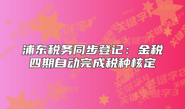浦东税务同步登记：金税四期自动完成税种核定