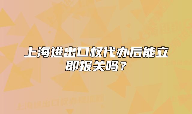 上海进出口权代办后能立即报关吗?