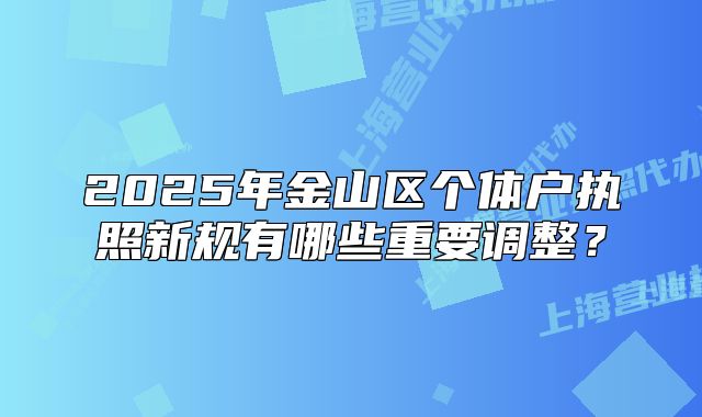 2025年金山区个体户执照新规有哪些重要调整?