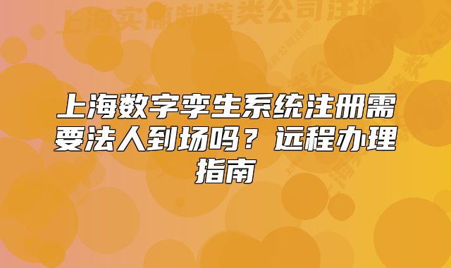 上海数字孪生系统注册需要法人到场吗?远程办理指南