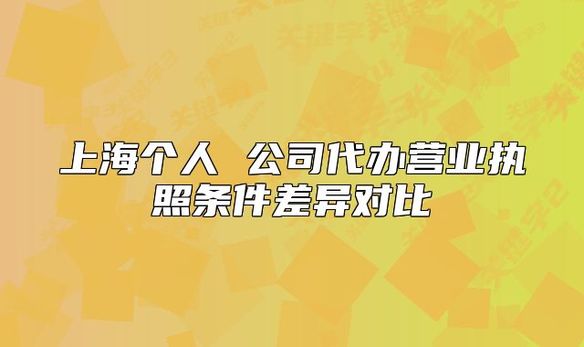 上海个人 公司代办营业执照条件差异对比