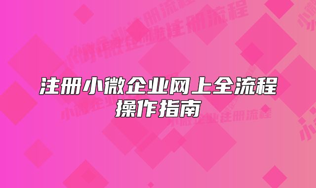 注册小微企业网上全流程操作指南