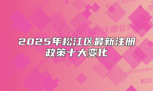 2025年松江区最新注册政策十大变化