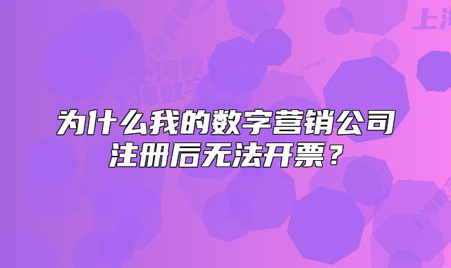 为什么我的数字营销公司注册后无法开票？