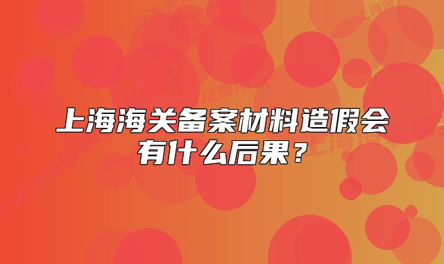 上海海关备案材料造假会有什么后果?