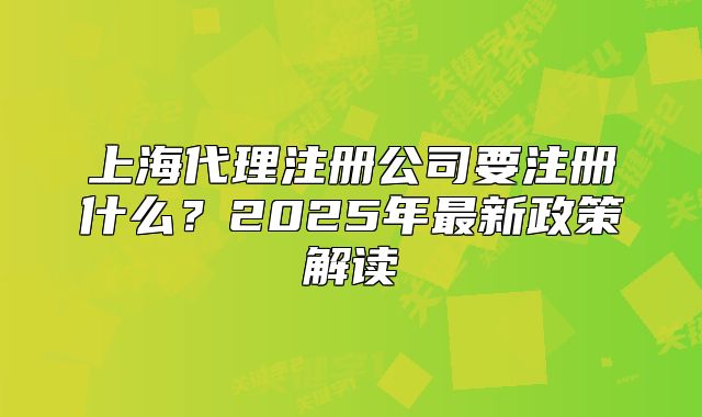 上海代理注册公司要注册什么?2025年最新政策解读