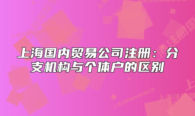上海国内贸易公司注册:分支机构与个体户的区别