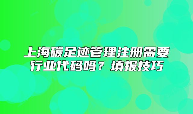 上海碳足迹管理注册需要行业代码吗?填报技巧