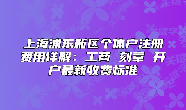 上海浦东新区个体户注册费用详解：工商 刻章 开户最新收费标准