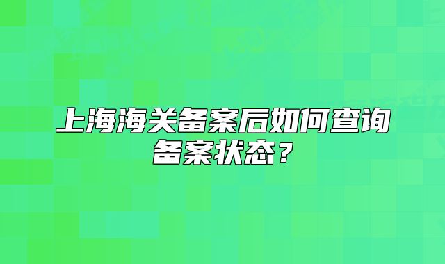 上海海关备案后如何查询备案状态?