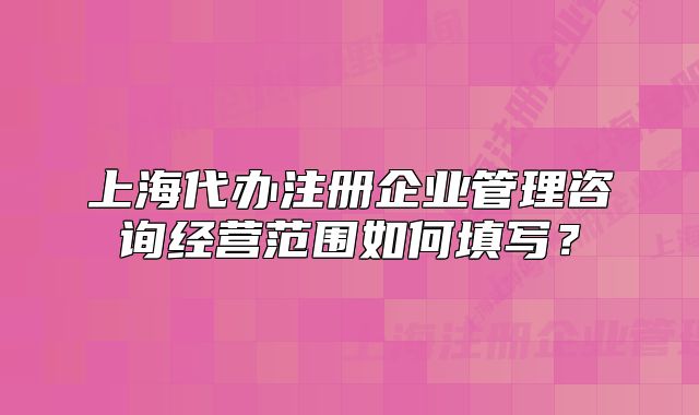 上海代办注册企业管理咨询经营范围如何填写？