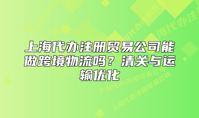 上海代办注册贸易公司能做跨境物流吗？清关与运输优化