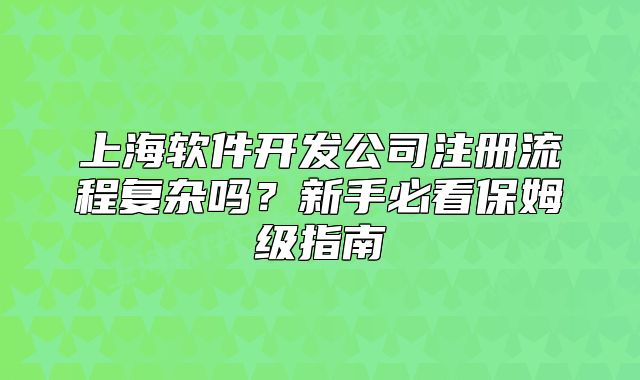 上海软件开发公司注册流程复杂吗?新手必看保姆级指南