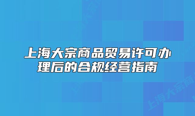 上海大宗商品贸易许可办理后的合规经营指南