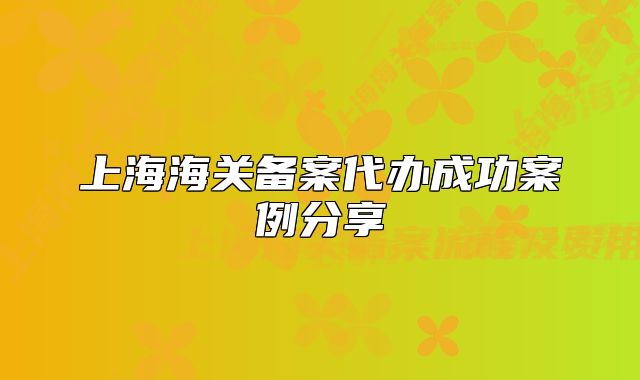 上海海关备案代办成功案例分享