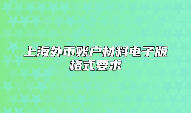 上海外币账户材料电子版格式要求