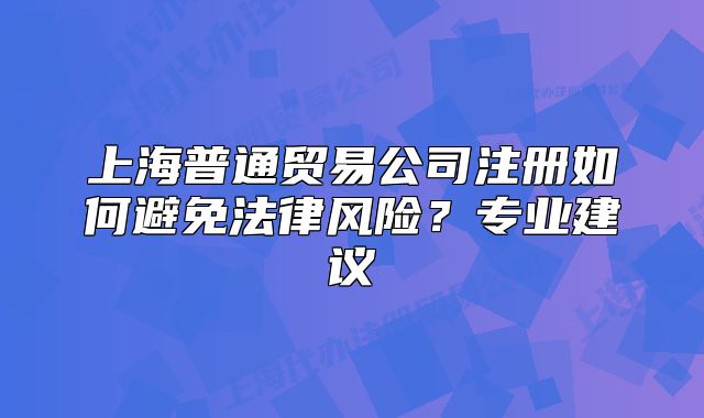 上海普通贸易公司注册如何避免法律风险?专业建议