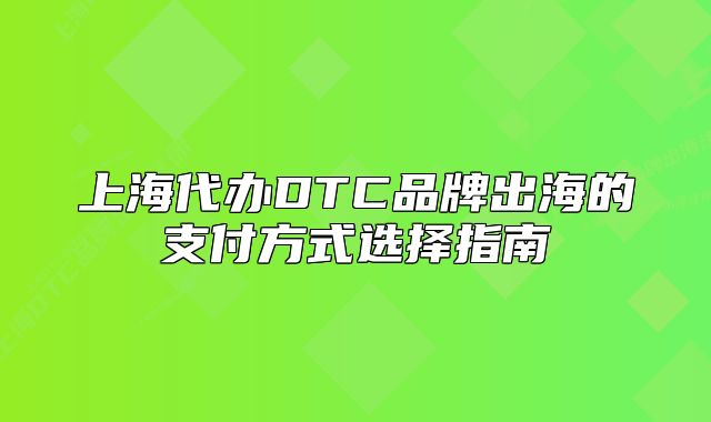 上海代办DTC品牌出海的支付方式选择指南