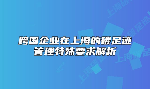 跨国企业在上海的碳足迹管理特殊要求解析