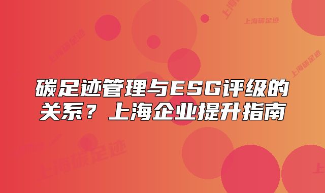 碳足迹管理与ESG评级的关系?上海企业提升指南