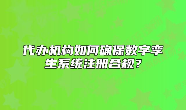 代办机构如何确保数字孪生系统注册合规?