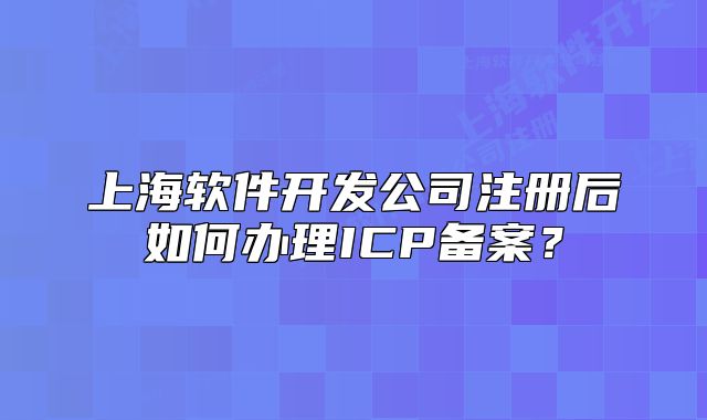 上海软件开发公司注册后如何办理ICP备案?